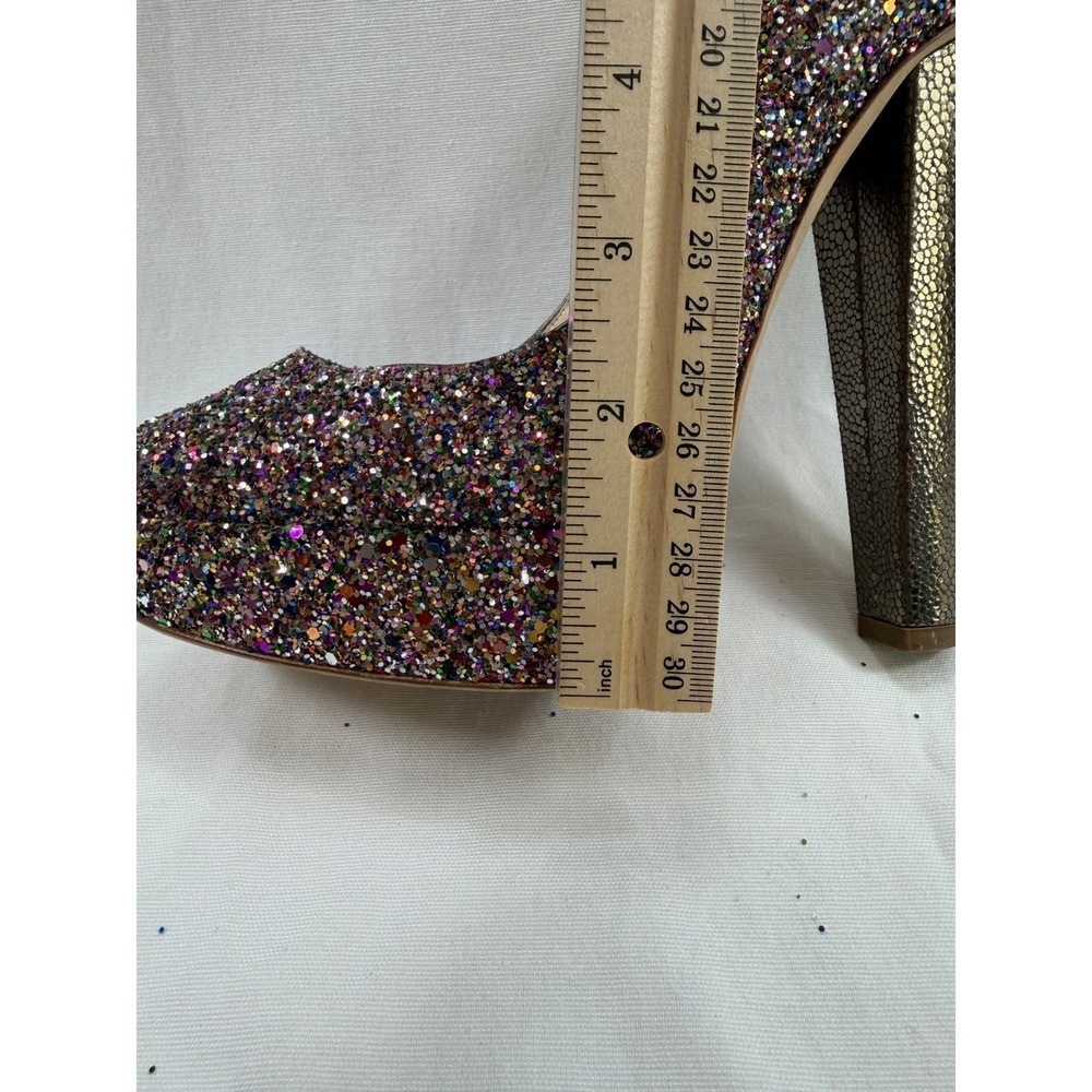 Jimmy Choo Glitter Platform Pumps Multicolor Size 38 US 7 Leather Heels - Picture 13 of 13